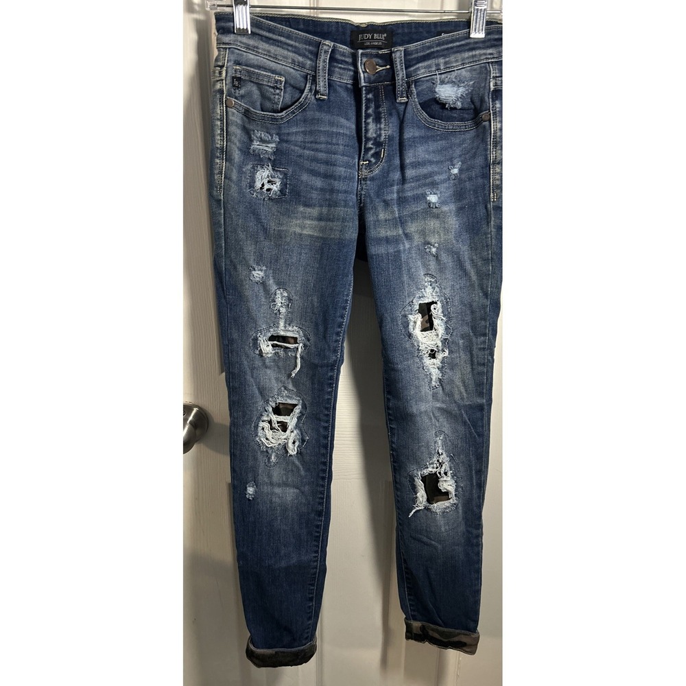 Judy Blue Jeans Womens Size 3 / 26 Camo Patch Distressed Skinny Fit